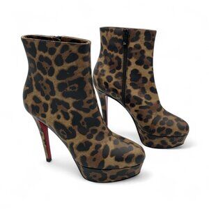 Christian Louboutin Leopard Animal Print Platform Booties – Size 37 (US 7)